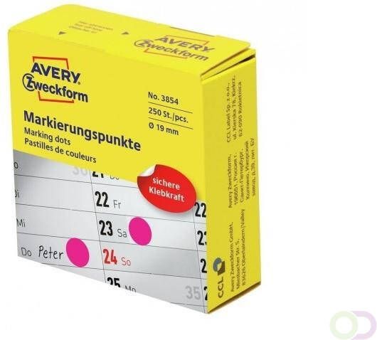 Avery Zweckform Avery marking dots diameter 19 mm rol met 250 stuks rood